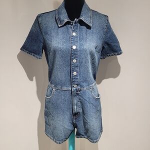 Denim Short Jumpsuit - Blue